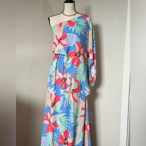 Boutique Floral One Shoulder Maxi Dtess